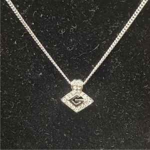 Givenchy Rhinestone Silver Pendant Necklace